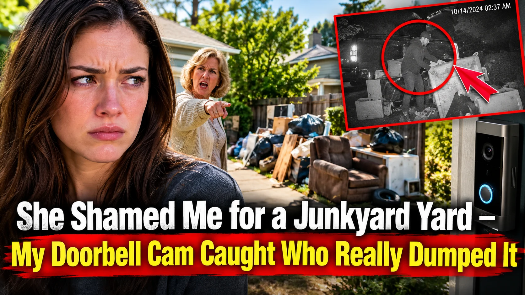 She Shamed Me for a Junkyard Yard — My Doorbell Cam Caught Who Really Dumped It